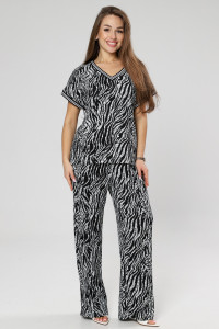 Костюм двойка женский М-1041 жатка (р-ры: 46-56) зебра черно-белая