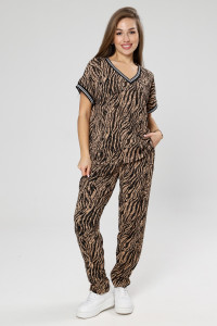 Костюм двойка женский М-1042 жатка (р-ры: 46-56) зебра беж