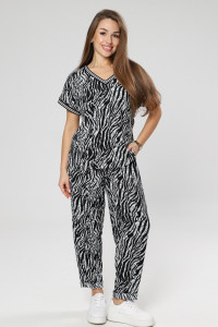 Костюм двойка женский М-1042 жатка (р-ры: 46-56) зебра черно-белая