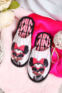 Тапки женские "Emotion Day" велюр "Minnie" (последний размер) серо-розовый 36-37