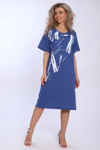 Туника женская №51109 кулирка (последний размер) индиго меланж 48
