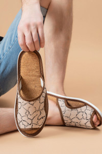 Тапки мужские МТПО(пр) полиэстер+пробка (последний размер) сахель-бежевый 42-43