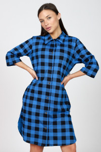 Халат-туника женский М-679 кулирка (последний размер) черно-синий 54,58