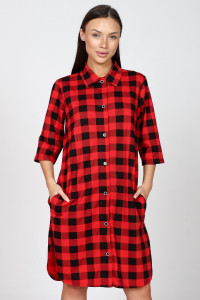 Халат-туника женский М-679 кулирка (последний размер) черно-красный 52