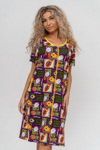 Халат женский №36821 кулирка (последний размер) баклажан 50