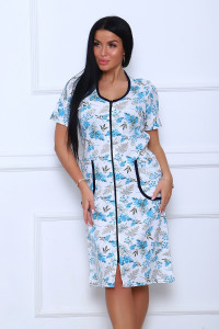 Халат женский №39032 футер 2-х нитка с начесом (последний размер) бирюзовый 46