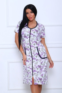 Халат женский №39032 футер 2-х нитка с начесом (последний размер) фиолетовый 50