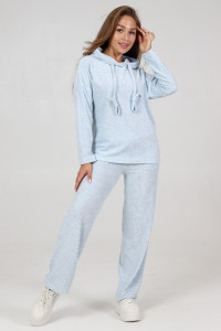 Костюм двойка женский М-959 махровая лапша (последний размер) голубой 46