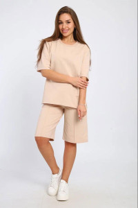 Костюм двойка женский М-209 хлопок с лайкрой (последний размер) бежевый 42,46,50,52