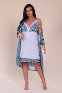 Пеньюар двойка женский 919 "Бантик" кулирка (последний размер) ментол 54