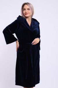 Халат женский №205 велюр (последний размер) темно-синий 56