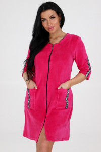 Халат женский №6068 велюр (последний размер) фуксия 46,52