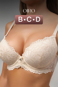 Бюстгальтер женский 20211 OIRO кружево со стразами (последний размер) бежевый 85D