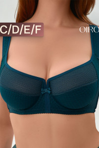 Бюстгальтер женский 2816 OIRO мягкая чаша с сеточкой (последний размер) изумрудный 85Е,105Е
