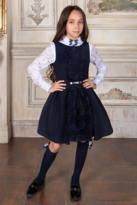 Сарафан школьный со съемным подъюбником SP8-553s габардин (последний размер) темно-синий 122