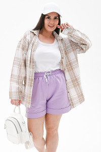 Шорты женские "Мозаика" футер 2-х нитка (р-ры: 42-52) сиреневый