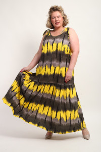 Сарафан женский №002 кулирка (р-ры: 48-68) желтый бусы