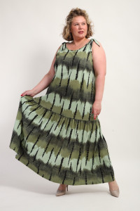 Сарафан женский №002 кулирка (р-ры: 48-68) зеленый бусы
