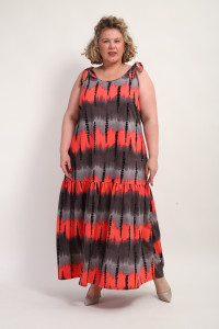 Сарафан женский №002 кулирка (р-ры: 48-68) красный бусы