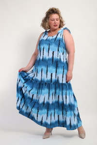 Сарафан женский №002 кулирка (р-ры: 48-68) синий бусы