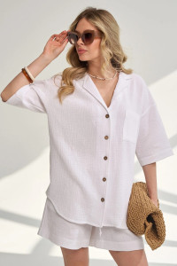 Костюм двойка женский "Муслин" 2460-Мус муслин (р-ры: 46-54) белый