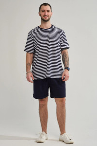 Костюм двойка мужской "Полоса" 2459-К хлопок (р-ры: 48-58) синий