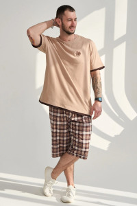 Костюм двойка мужской "Пальма" 2456-К хлопок (р-ры: 48-58) бежевый