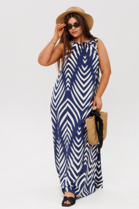 Сарафан женский СА110 штапель набивной (р-ры: 46-60) темно-синий