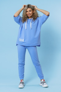 Костюм двойка женский 866 футер с лайкрой (р-ры: 44-58) голубой