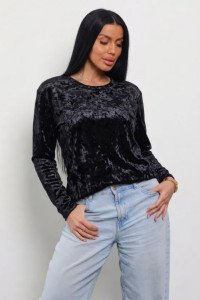 Лонгслив женский "Мия-2" 1259-4 велюр (р-ры: 46-60) черный