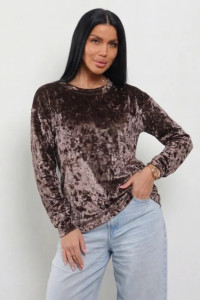 Лонгслив женский "Мия-2" 1259-3 велюр (р-ры: 46-60) кофе