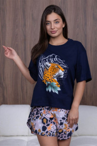 Костюм двойка женский 1975/9 кулирка (р-ры: 44-54) синий-бежевый-2