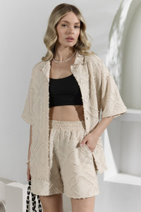 Костюм двойка женский "Ангелина-2" фактурный трикотаж (р-ры: 44-54) бежевый