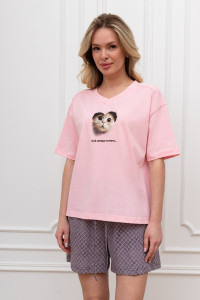 Костюм двойка женский "Плюш" кулирка (р-ры: 42-52) розовый