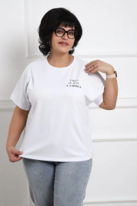 Футболка женская "Винтаж текст" хлопок с лайкрой (р-ры: 48-62) белый