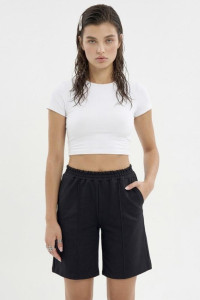 Шорты женские "Пальмира Ч" футер 2-х нитка (р-ры: 44-58) черный