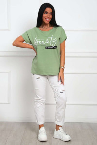 Футболка женская №29542 кулирка (р-ры: 46-56) оливка