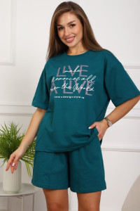 Костюм двойка женский №20524 кулирка (р-ры: 48-58) изумрудный