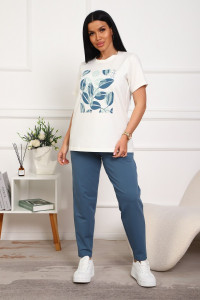 Костюм двойка женский №1102 кулирка-футер (р-ры: 46-54) экрю