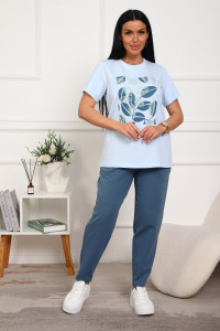 Костюм двойка женский №1102 кулирка-футер (р-ры: 46-54) голубой