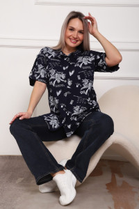 Рубашка женская №5005 кулирка (р-ры: 52-62) синий