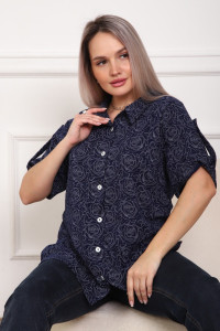 Рубашка женская №5005 кулирка (р-ры: 52-62) синяя роза