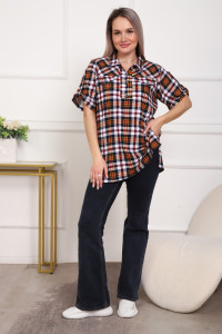 Туника женская №5004 кулирка (р-ры: 50-64) оранжевая клетка