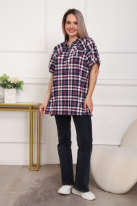 Туника женская №5004 кулирка (р-ры: 50-64) клетка синяя