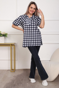 Туника женская №5004 кулирка (р-ры: 50-64) черный-клетка