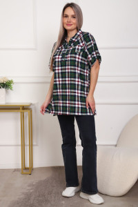 Туника женская №5004 кулирка (р-ры: 50-64) зеленый-клетка