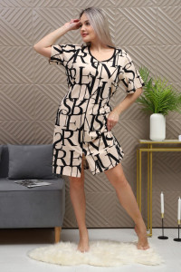 Халат женский №5003 кулирка (р-ры: 44-54) буквы на черном