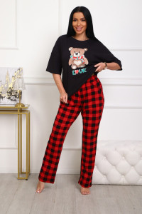 Пижама женская №5002 кулирка (р-ры: 44-56) красный