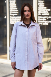 Рубашка женская №058834 полулён-поплин (р-ры: 42-56) бежевый