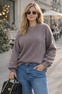 Джемпер женский №2701 "Eco Cashmere Beige" эко-кашемир (р-ры: 42-50) серый